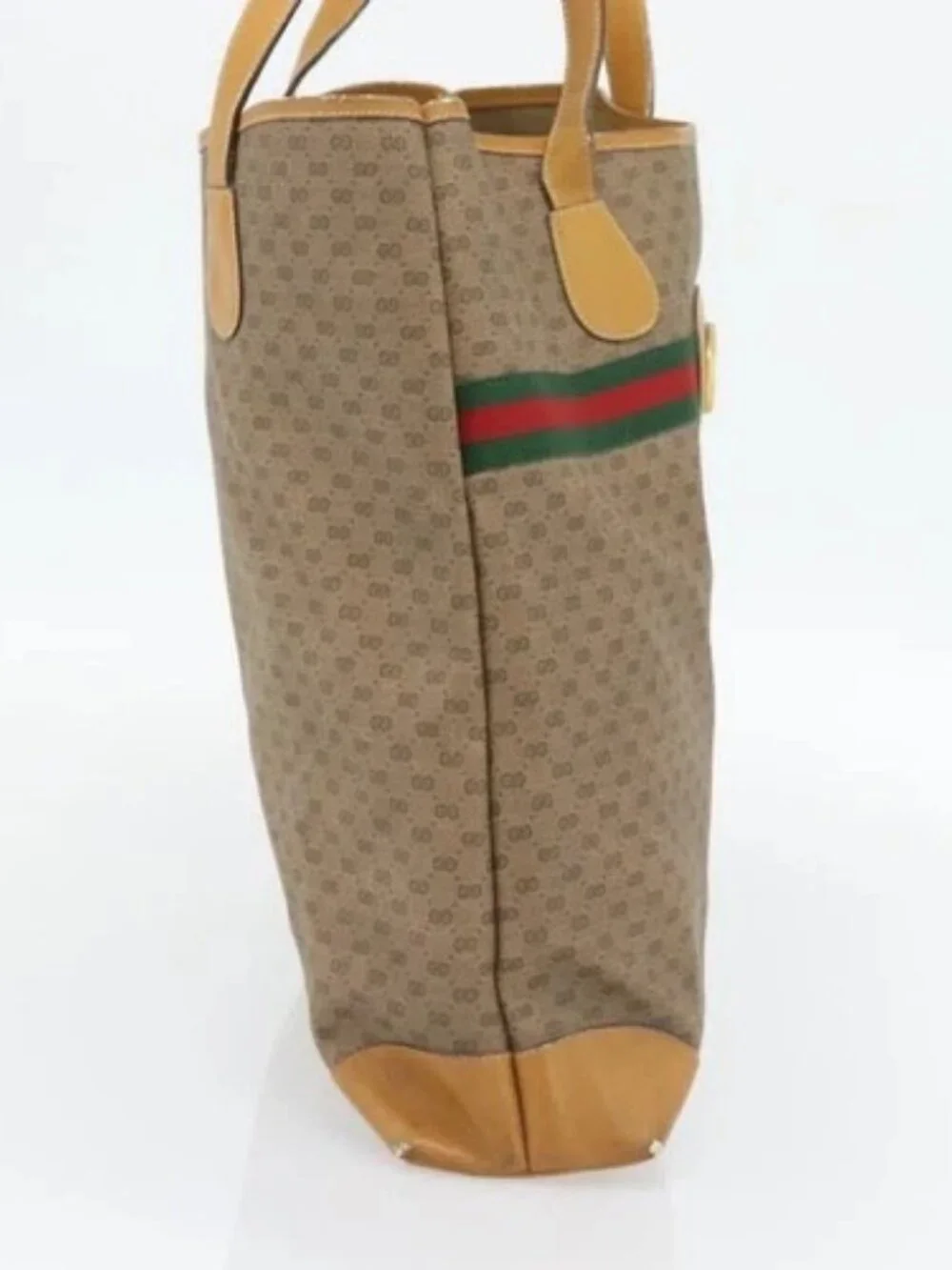 GUCCI Micro GG Supreme Web Sherry Line Bag PVC Beige 002 983 0174 Auth 181764